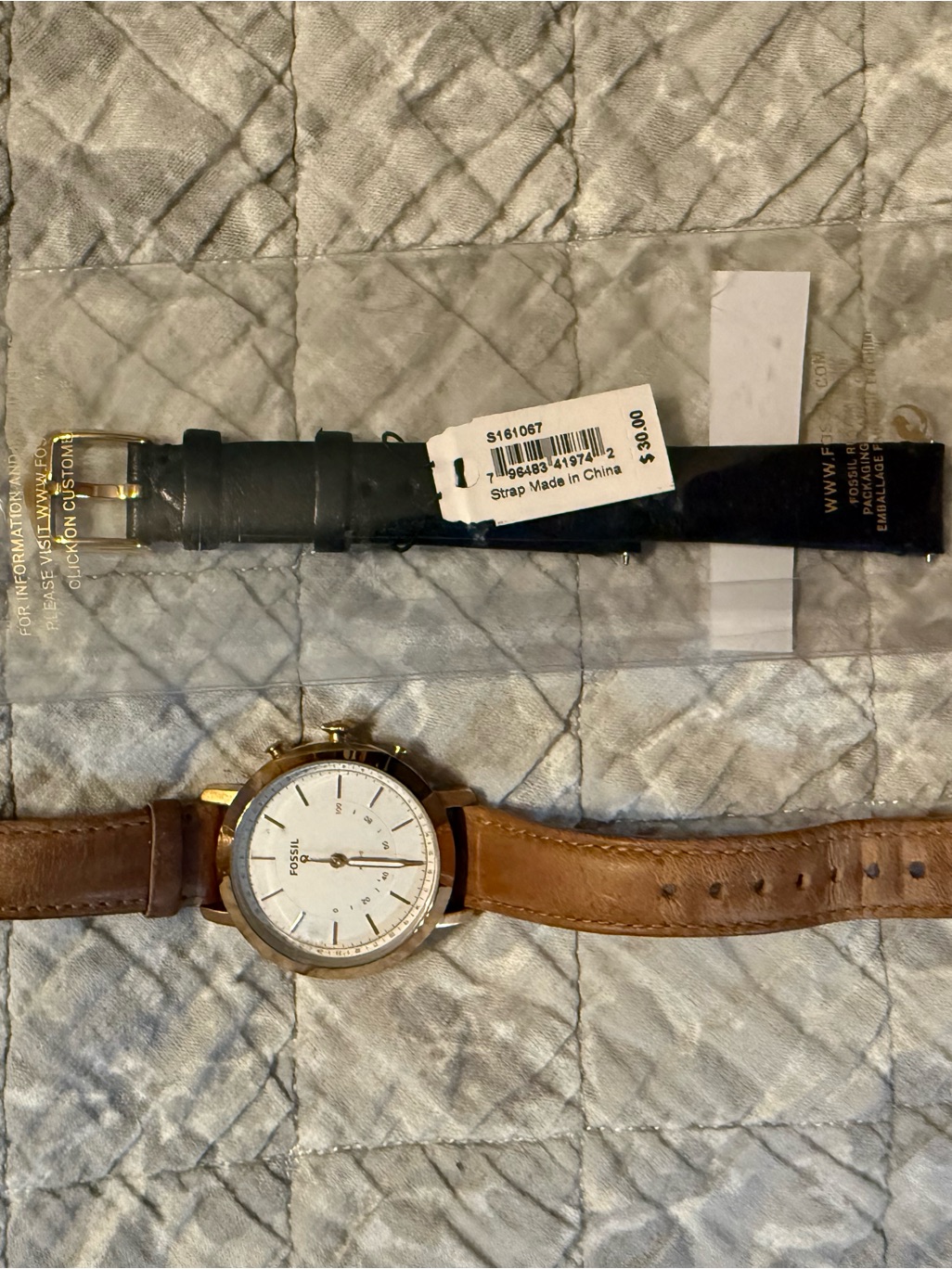 Fossil Brown Leather Womens Belted Watch Strap With Gold Buckle Smartwatch